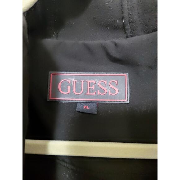 Guess Jacket Mens Extra Large Black Soft Shell‎ Full Zip Hooded Lined - Picture 3 of 14